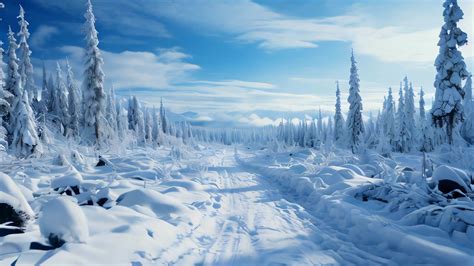 Snowy winter landscape with road trees and mountains 42707254 Stock ...