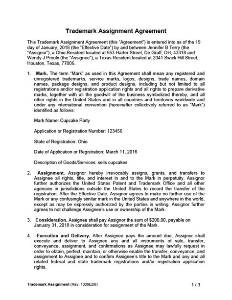 Create A Trademark Assignment Agreement Legal Templates