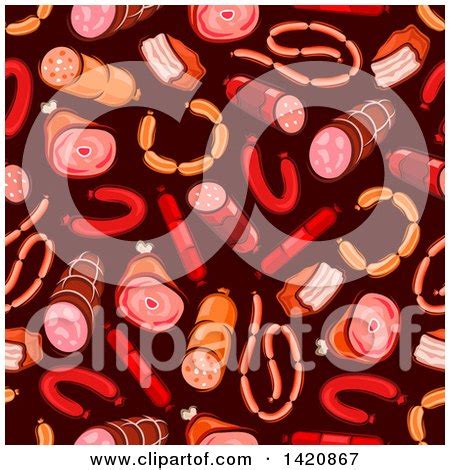 Clipart of a Seamless Pattern Background of Red Meat - Royalty Free ...