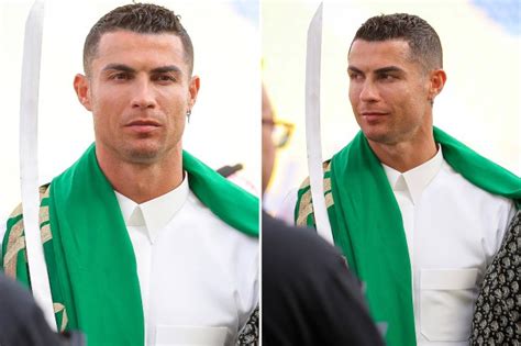 Cristiano Ronaldo Wields Sword And Wears Traditional Dress As He Joins