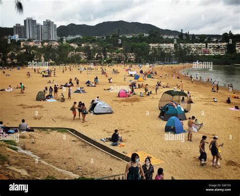 Domestic Tourists Visit Discovery Bays Man Made Tai Pak Beach Lantau