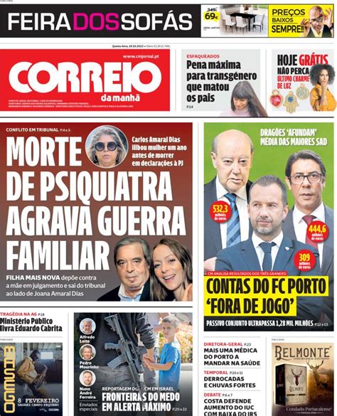 Capa Correio da Manhã 19 outubro 2023 capasjornais pt