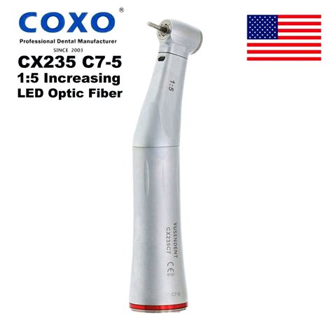 USA COXO Dental 1 5 Increasing LED Fiber Optic Contra Angle Handpiece