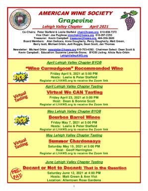 Fillable Online American Wine Society Lehigh Valley Chapter Home Fax