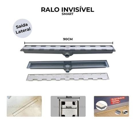 Ralo Banheiro Linear Oculto X Invisivel Sifonado Piso Costa