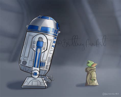 Baby Yoda R2D2 Mandalorian Art Star Wars Print Star Wars Art - Etsy