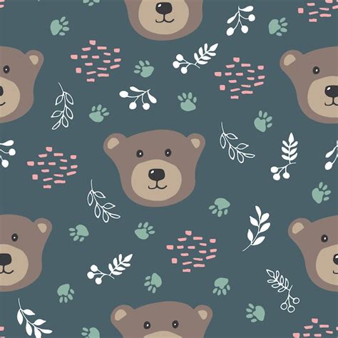 Premium Vector Cute Bear Seamless Pattern Vector Illustration