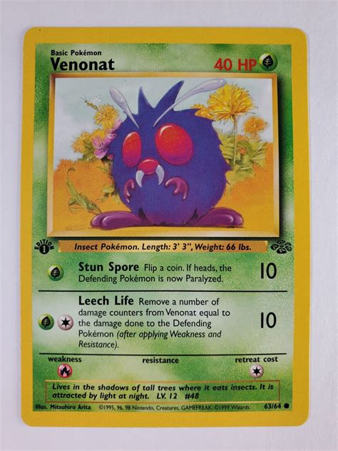 Pokemon TCG Venonat Jungle 63 64 Regular 1st Edition Common Values MAVIN