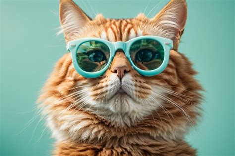 Premium Photo Closeup Portrait Of Funny Ginger Cat Wearing Sunglasses