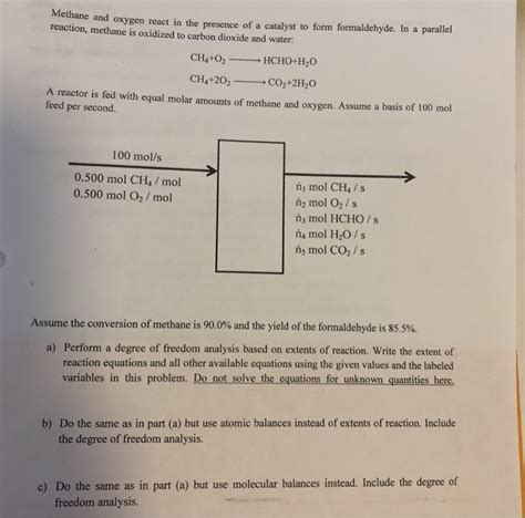 Solved Methane And Oxygen React In The Presence Of A Chegg