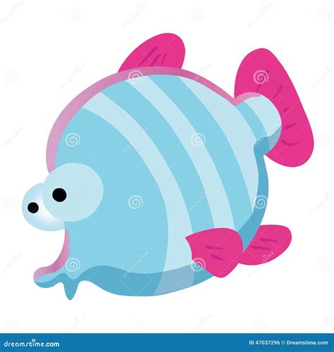 Blue fish cartoon cute stock illustration. Illustration of adorable ...