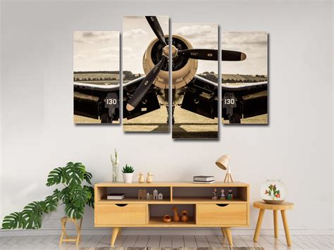 F4U Corsair Aircraft 4 Pieces Canvas Wall Art, Large Framed 4 Piece ...