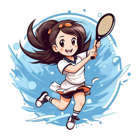 Premium Vector | Anime badminton player in action flat logo