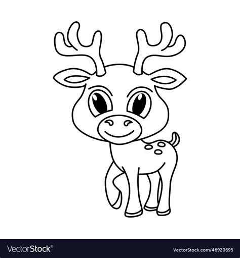 Cute deer cartoon coloring page for kids Vector Image