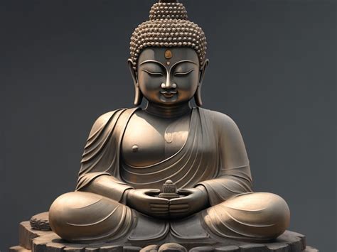 Premium AI Image Gautam Buddha Portrait Statue Generative AI