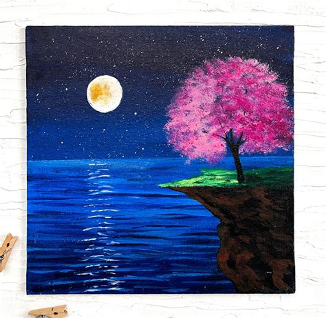 Original Moon Landscape Painting Wall Decor Art - Etsy