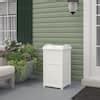 Suncast Plastic Trash Hideaway 30 Gallon White Outdoor Trash Can With