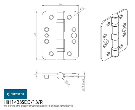 Carlisle Brass Ball Bearing Security Hinge Construction Supplies