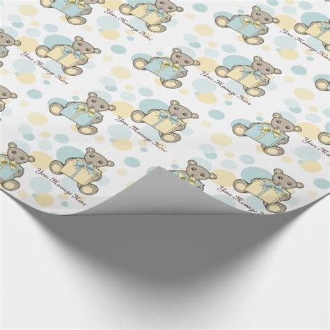 Cute Teddy Bear Baby Shower Kids Birthday Pastel Wrapping Paper