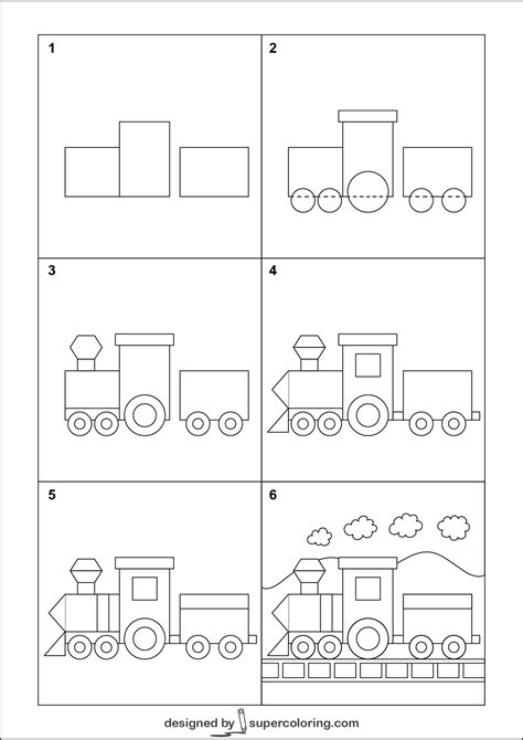 How to Draw a Cartoon Train | Free Printable Puzzle Games