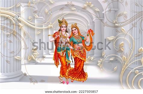 3d Wallpaper Abstract Background Radha Krishna Stock Illustration ...