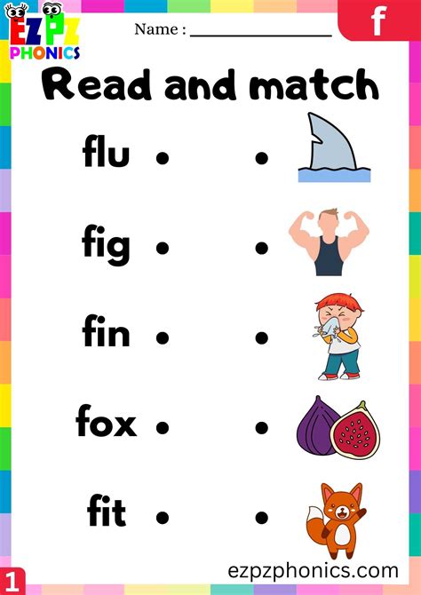 Letter F Read And Match Beginning Sounds Worksheet