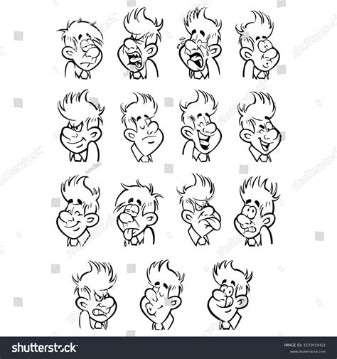 Cartoon Faces Funny Face Expressions Caricature Stock Vector Royalty