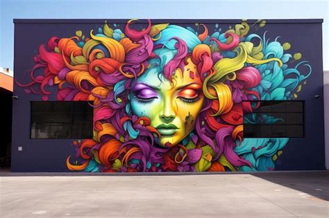 Premium Ai Image Vibrant Street Art Covering The Walls Of An Urban