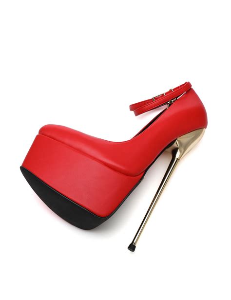 Red Essence Giaro Slick Platform Pumps With Locking Ankle Strap Giaro