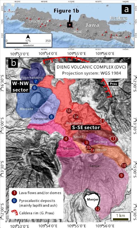 (a) Location of Dieng volcanic complex (DVC). (b) Map showing the ...