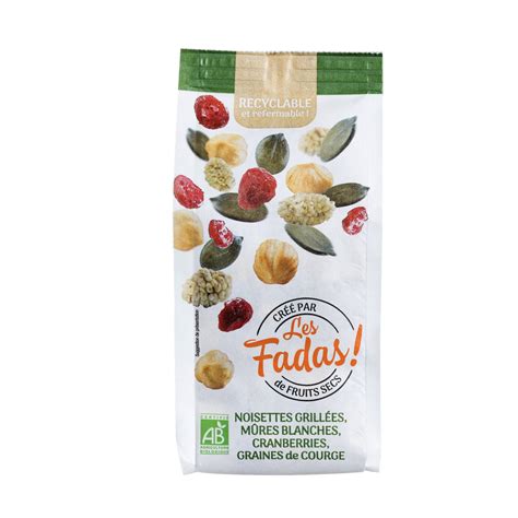 Fruits secs Bio mélange LES FADAS le sachet de 145g à Prix Carrefour