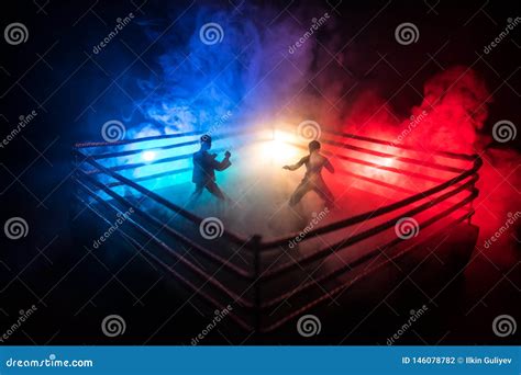 Blurred Background Mma Fight Octagon Stage Ring Extreme Sport Mixed