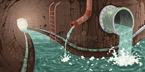 Inside the sewer. stock vector. Illustration of water - 37962085