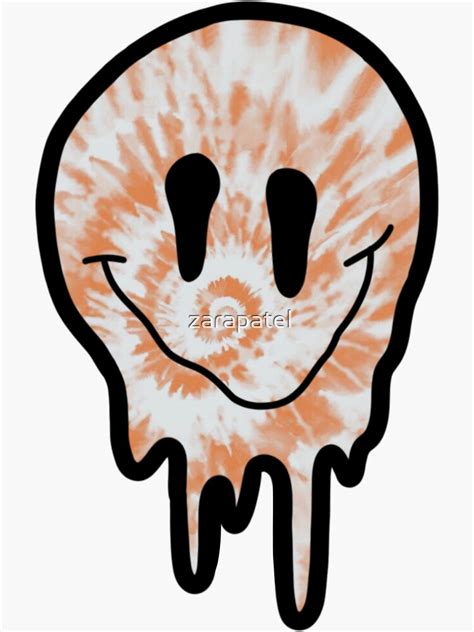 Orange Tye Dye Drippy Smiley Face Sticker For Sale By Zarapatel