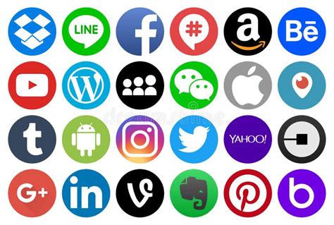 Different Popular Social Media And Other Icons Editorial Stock Image