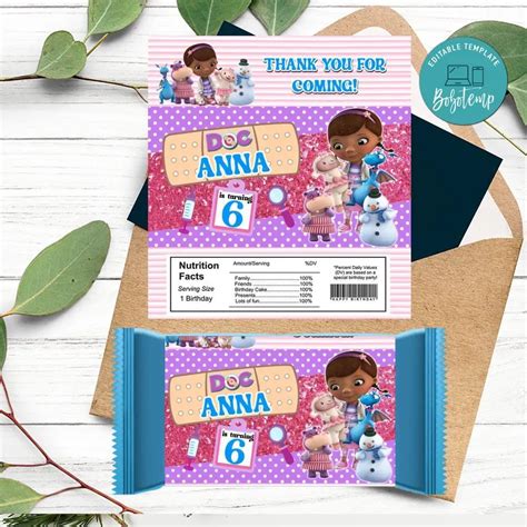 Doc Mcstuffins Candy Bar Label Customizable Template Diy Bobotemp