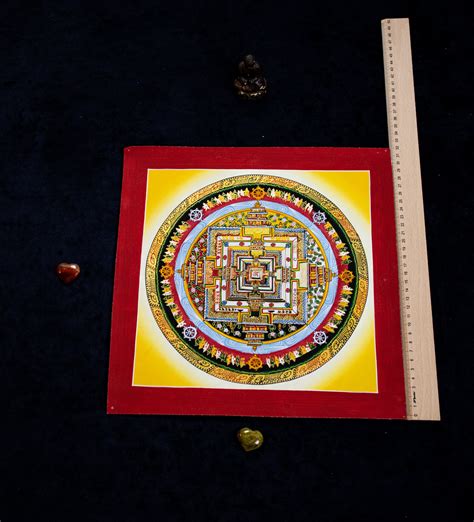 Kalachakra Mandala Tibetan Thangka Painting Buddist Art Gold And Yellow