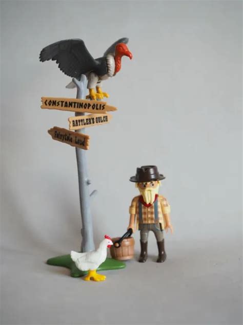 Playmobil Oeste Western Vaquero Cowboy Con Gallina Arbol Y Buitre