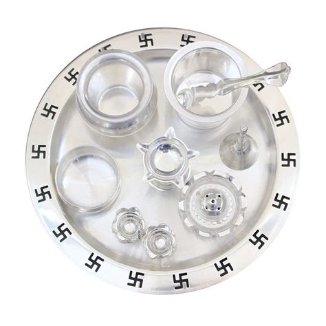 Buy Silver Plated Swastik Pooja Thali Set Glossy Puja Thali With