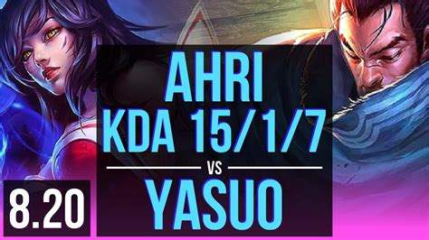 AHRI Vs YASUO MID KDA 15 1 7 Legendary JP Challenger V8 20