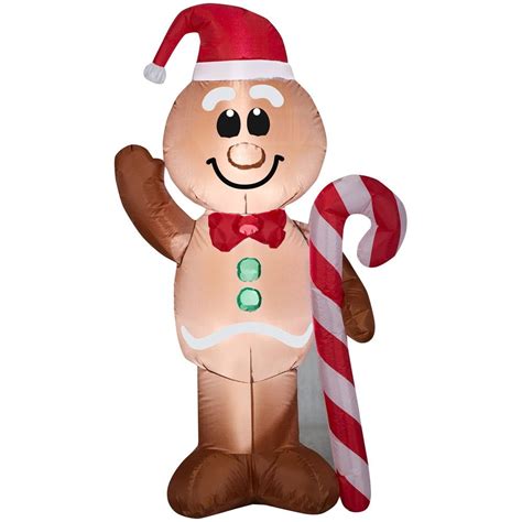 Home Accents Holiday 5 Ft Lit Inflatable Gingerbread Man With Candy