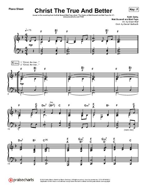 Christ The True And Better Sheet Music Pdf Matt Boswell Matt Papa