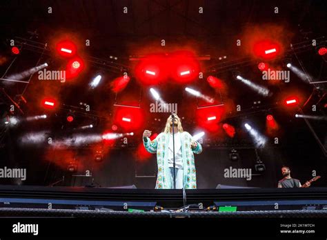 The singer Sam Ryder during his performance at Hatfield House Stock ...