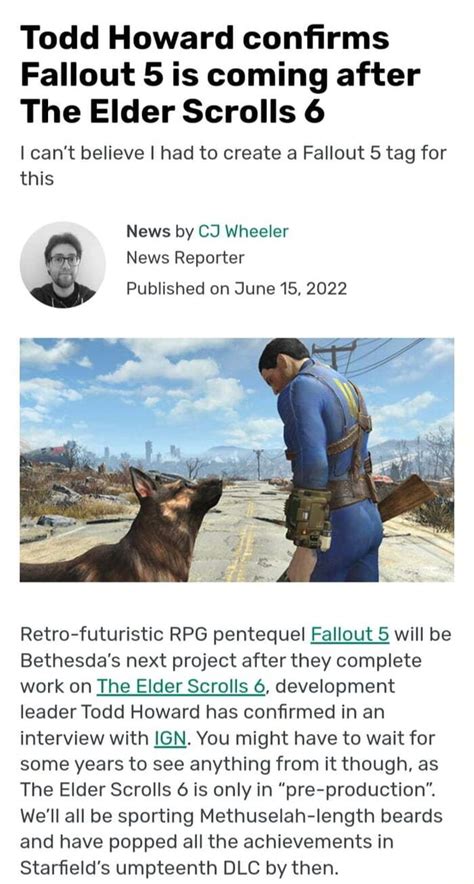 Todd Howard Confirms Fallout Is Coming After The Elder Scrolls I