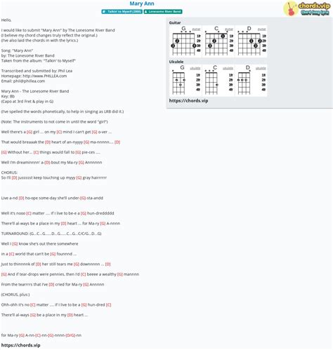 Chord: Mary Ann - tab, song lyric, sheet, guitar, ukulele | chords.vip