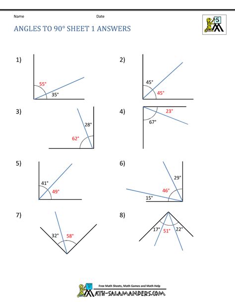 Angles Worksheet Th Grade