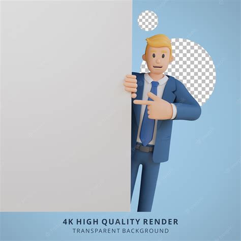 Premium Psd Businessman Holding Blank White Canvas Character 3d