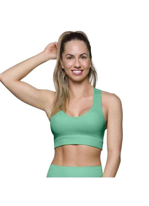 Top Canelado Selene Sem Costura Feminino Verde Esporte Legal