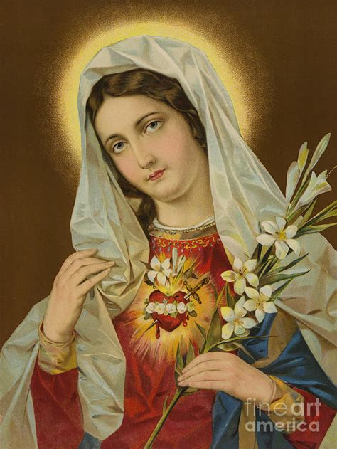 Sacred Heart Of The Virgin Mary Painting By European School Fine Art