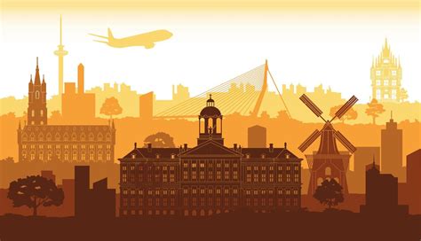 Netherlands famous landmarks by silhouette style 12767176 Vector Art at ...